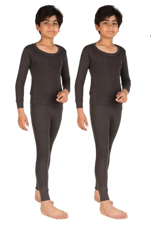 Inner Element Kid's Round Neck Full Sleeves Premium Thermal Top & Bottom Set (Pack of 2) for Boys and Girls