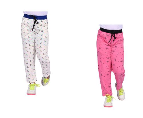 KAYU Girls Cotton Printed Lower Track Pant (Pack of 2)