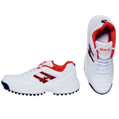 BAS 001 MEN'S CRICKET SHOES, LIGHT WEIGHT(WHITE-RED)