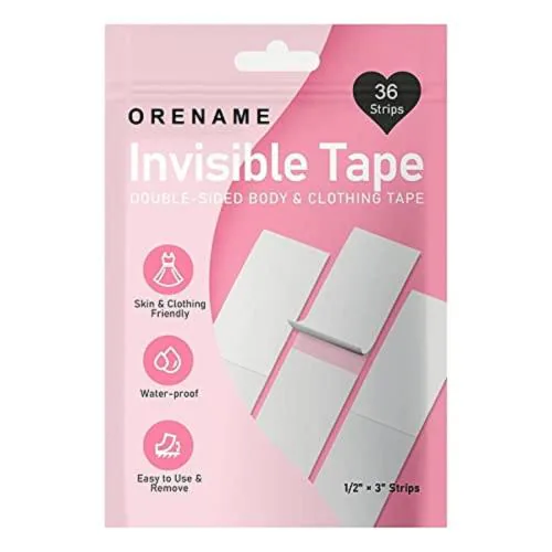 ORENAME Invisible and Clear Double-Sided Tape for Fashion Cloth Body, Multipurpose (36 Strips)(Pack of 4)