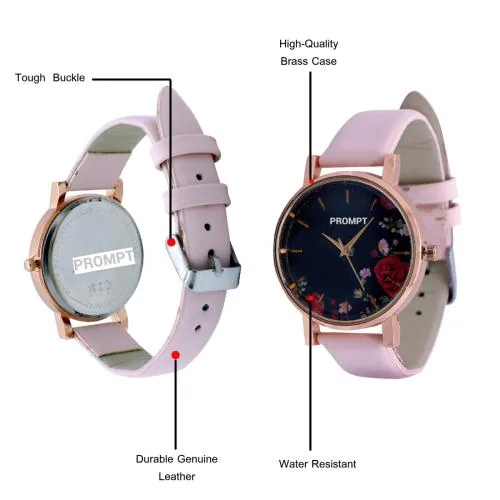 PROMPT Pink Color Analog Watch For Girls & Women's