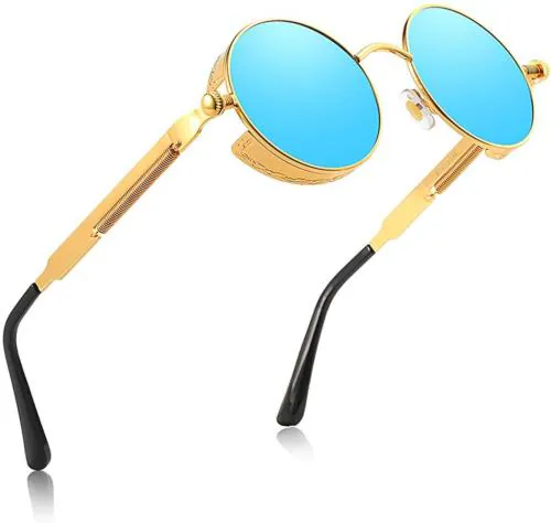 ROZZETTA CRAFT Mirrored UV Protection Round Full-Frame Blue Sunglasses (Men And Women)