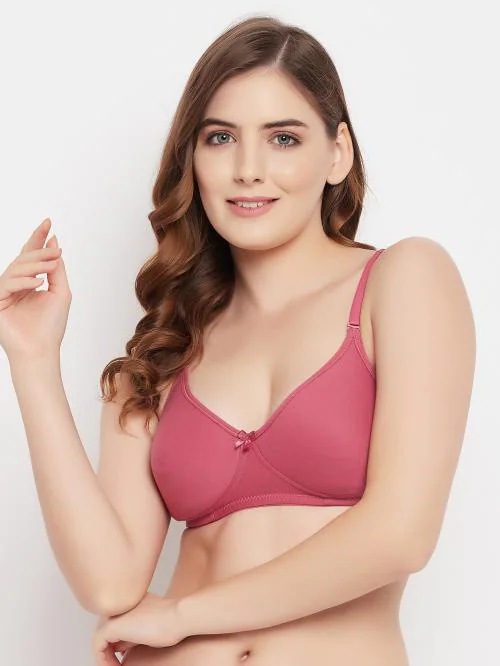 Clovia Lightly Padded Non-Wired Full Cup Multiway T-shirt Bra in Blush Pink - Cotton Rich