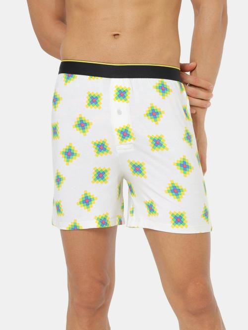 Bummer Deja Vu White Printed Modal Boxer for Men
