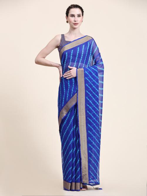 Rujave Women Blue Woven Silk Blend Assam Saree