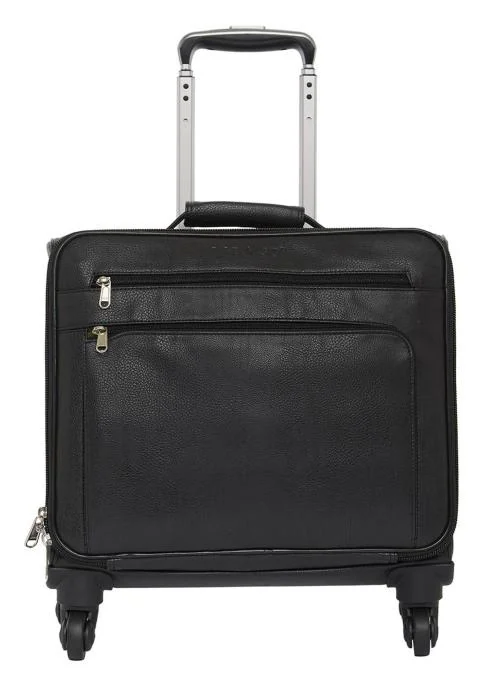 Buy Mboss Black Leather Laptop Trolley Bag, 33 L Online at Best Prices