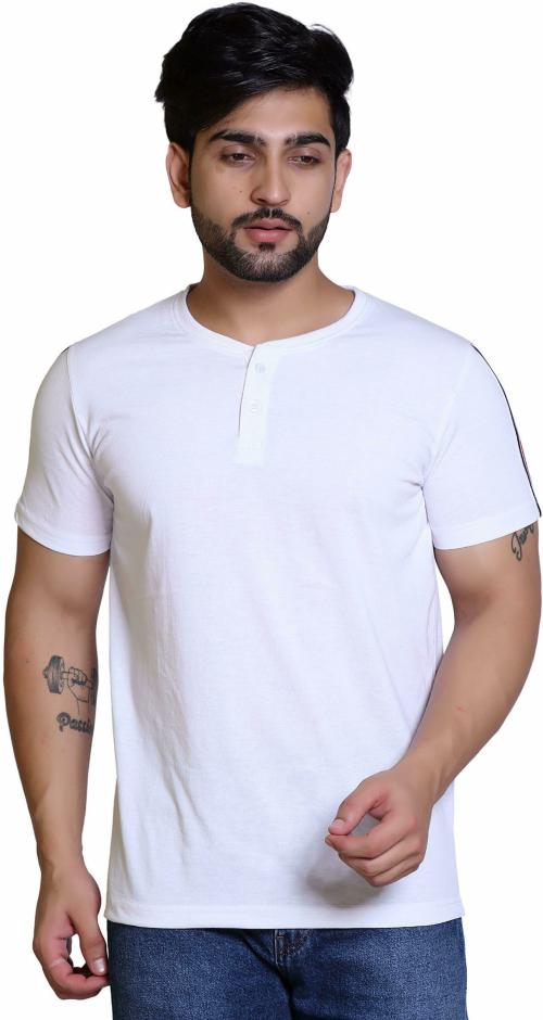 Buy Greatman White Solid Cotton Blend T Shirt (XL) Online at Best