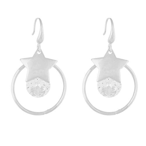 One Stop Fashion Star Shape Dangler Earrings Silver for Girls and Women