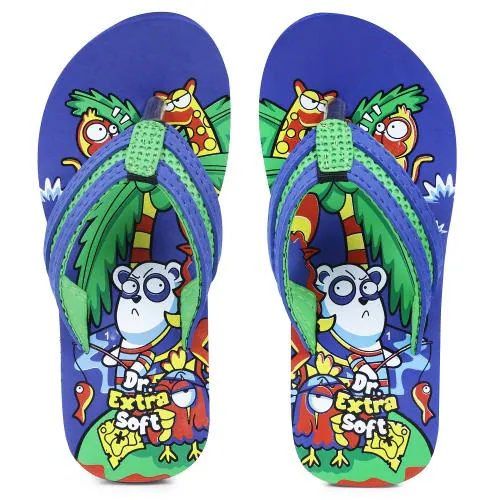 DOCTOR EXTRA SOFT Unisex-Child Kids Flip-Flop Soft Comfortable Indoor & Outdoor Slippers Stylish Non-Slip Slide Home Casual Cool Cartoon Cute House Chappals For Boys & Girls Jungle-Royal Blue-SM-13 Kids UK