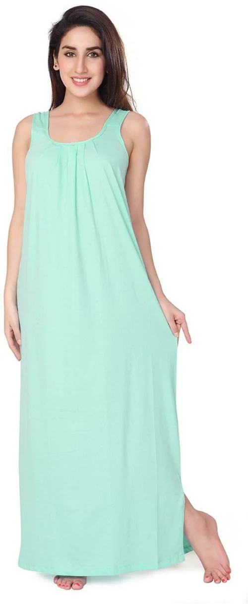 Honeydew Women Light Green Cotton Blend Single Nighty