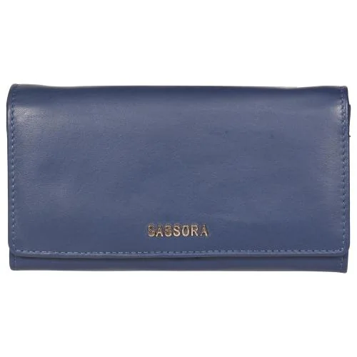 Sassora Genuine Leather Medium Blue RFID Women Travel Wallet(Blue)