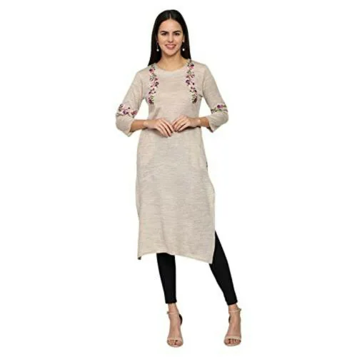Shereen Women Embroidered Woolen Kurti (M)