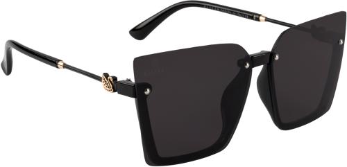 AISLIN UV Protected Rim-Less Butterfly/Over Sized Sunglasses for Women Stylish - (Black Lens | Black-Gold Frame | Large Size)