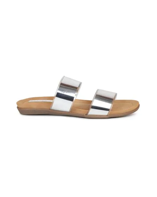 Design Crew Silver Flat Sandals