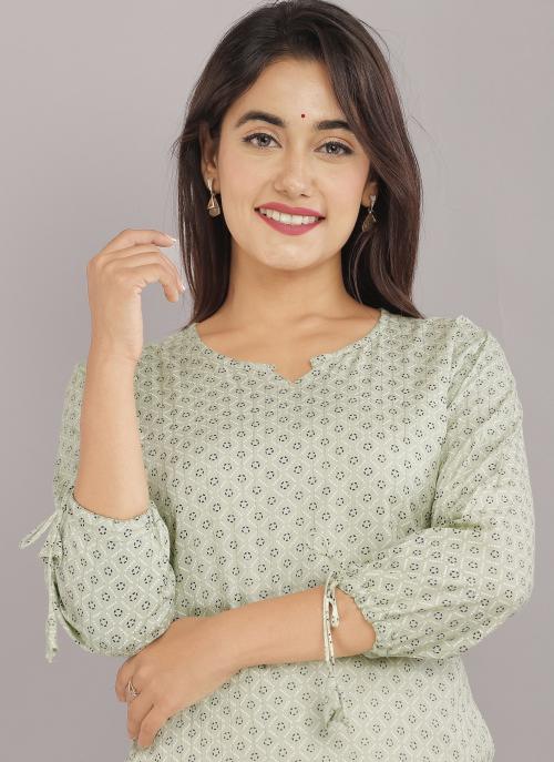 ANIHA PRESENT RAYON LIGHT GREEN KURTI FOR WOMENS