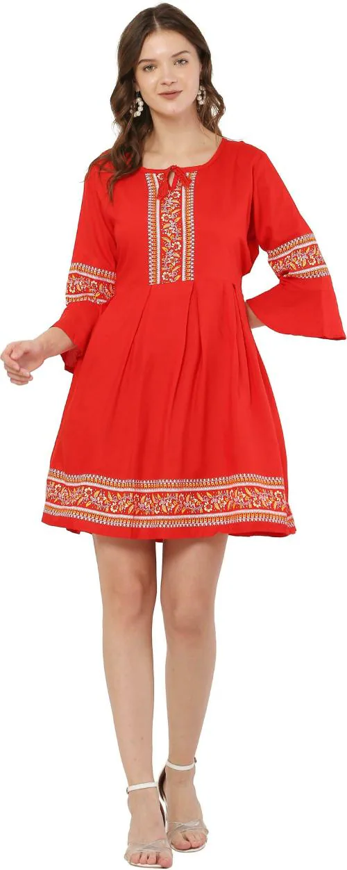 PAVONINE Women Empire Waist Pink Dress ()