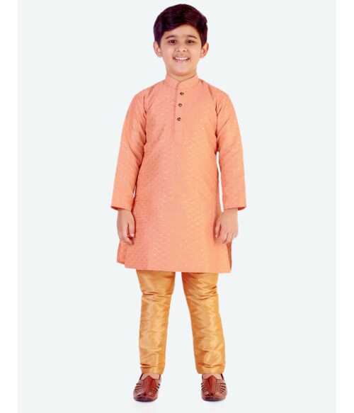 Buy ProEthic Style Developer Ethnic Wear Silk Orange Kurta Pajama Set