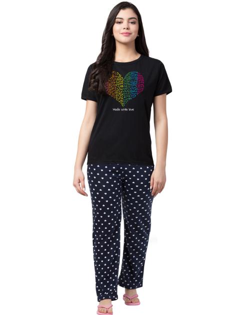 Fflirtygo Night Suit Set for Women Night Wear, Lounge Wear ,Printed Pure Cotton ,Top & Pyjama Set