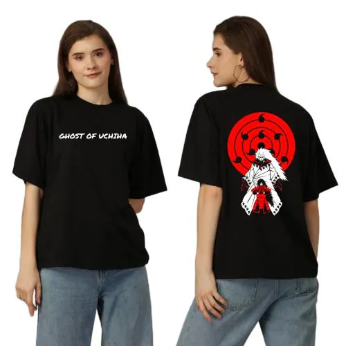 Anime t Shirt for Men and Women Oversized Naruto Ghost Of Uchiha Madara T-Shirts Round Neck Tshirt Black Half Sleeves Pure Cotton