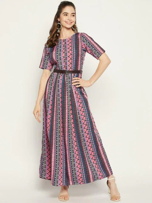 Uptownie Lite Women Pink Printed Crepe Single Dress