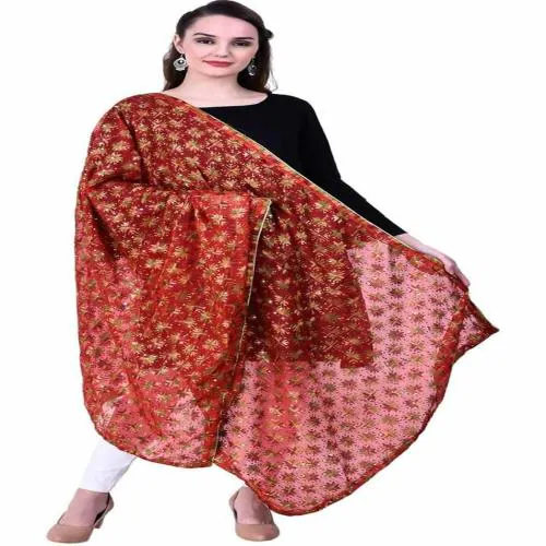 Sciarpa Stola Chiffon Dupatta Fatta A Mano Lunga Chunni - Foto 4