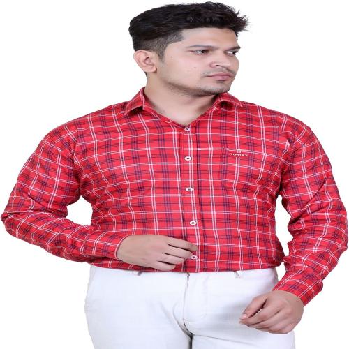 TOROLY Men Checkered Casual Blue Shirt ()