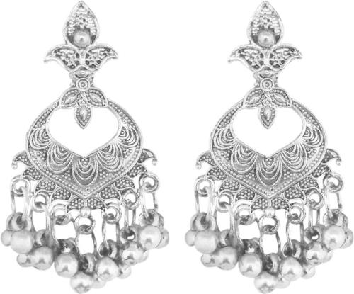 Jewelmaze Alloy Silver Grey Drops And Danglers Earrings (Women)