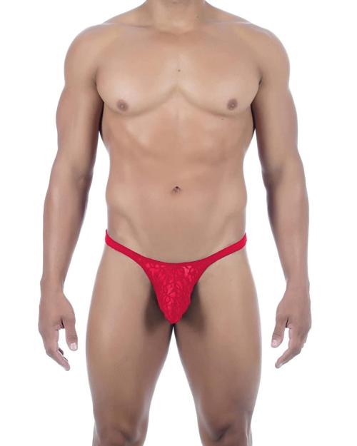LEADWORT Red Polyester and Spandex Thong Bikinis Underwear - L