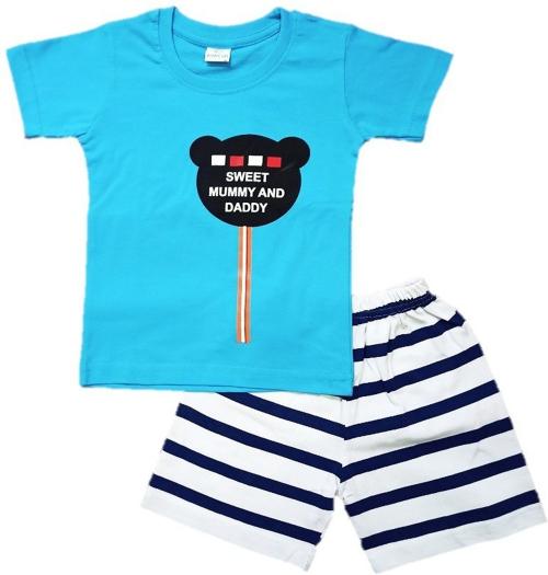 AVACUB Cotton Blend Light Blue topwear& bottomwear For Baby Boys & Baby Girls