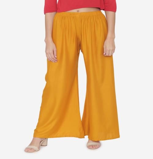 Buy NGal Rayon Wide Leg Palazzo Pant_Mustard Online at Best Prices in