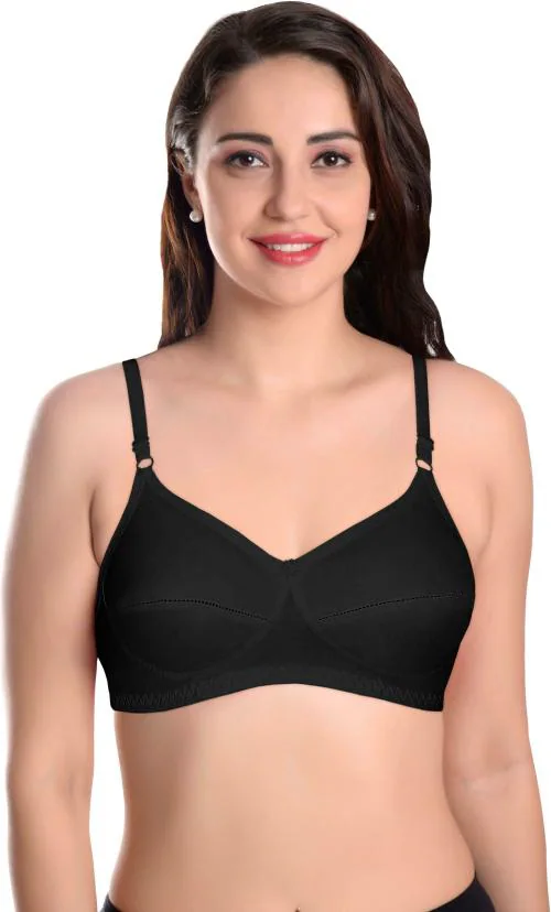 Buy Featherline Women Black Solid Pure Cotton Non-Padded Bra (44B) Online  at Best Prices in India - JioMart.