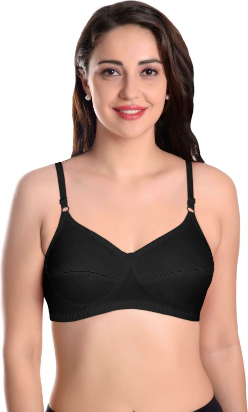 Featherline Women Black Solid Pure Cotton Non-Padded Bra (44B)