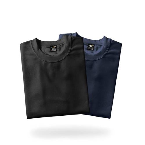 FANZO FAD Men black&navy blue Round Neck T-Shirt-Pack of 2