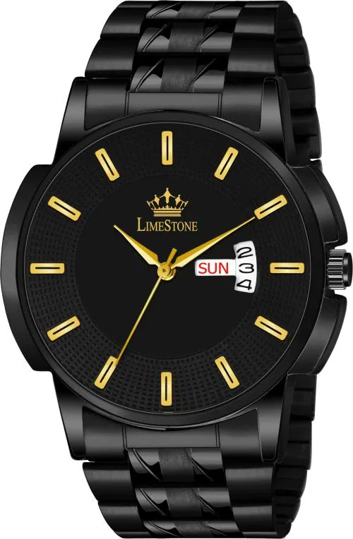 LIMESTONE Analog Black Dial Black Strap Watch For Men (LS3075)