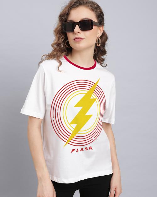 Free Authority The Flash Printed White T-Shirt for Women