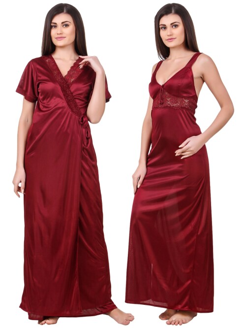 Fasense Women Satin Nightwear Sleepwear Set, OM007