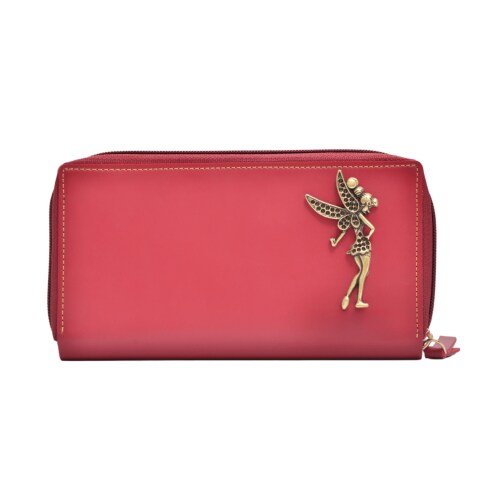 Vorak Ahimsa Vegan Leather Minimal clutch with default charm for Girls and Women's - Pink