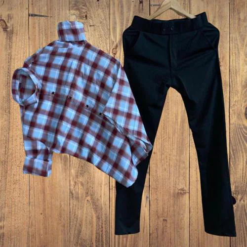 GLOSISHINE Trendy Smart Casual Men's Outfits Pant & Shirt Pairing for Every Occasion (Size-XXL) (Maroon) (Black)