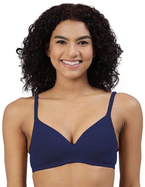 Blossom Women'sL ightly padded polyamaid bra ,wired,,seamless,lightly paddedhalf coverageMade from lightweight, polyamide fabric ensures a luxurious and soft feel against the skin _featherlite bran N Blue_32C