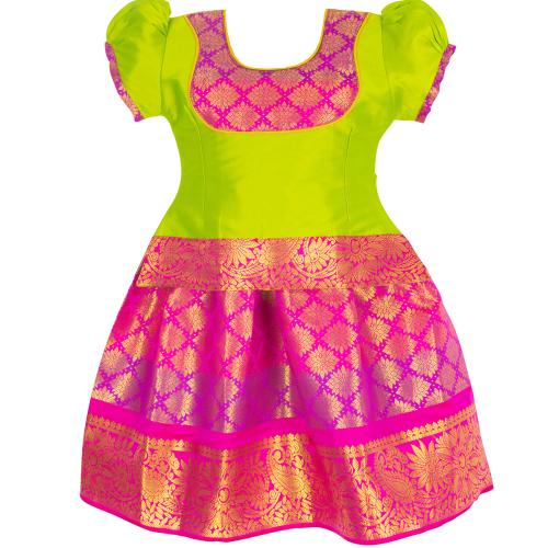 AMIRTHA FASHION Girls Traditional Readymade South Indian PATTU PAVADAI Lehenga Choli