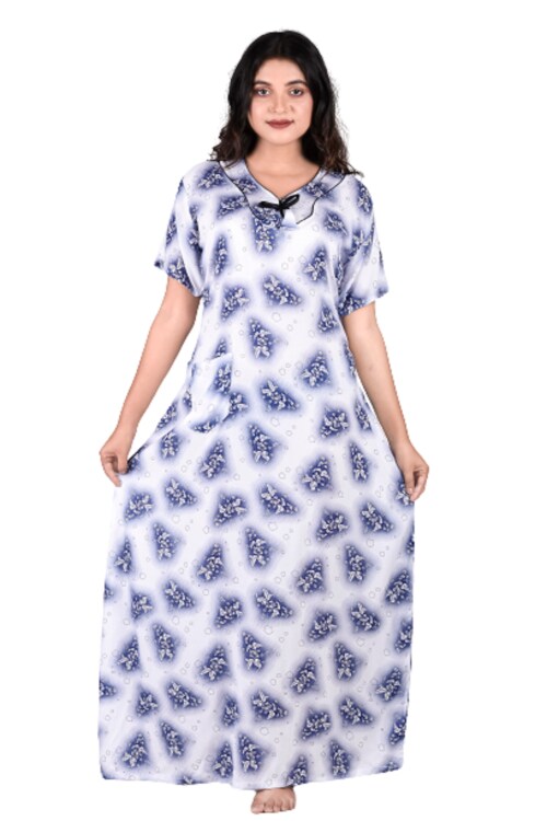 GOODPOINT STYLISH WOMEN WHITE COLOUR RAYON NIGHTY