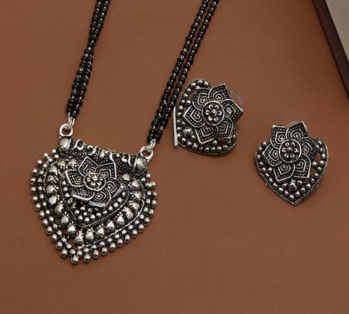 H R SALES - oxodised plated big pendal mangalsutra for women