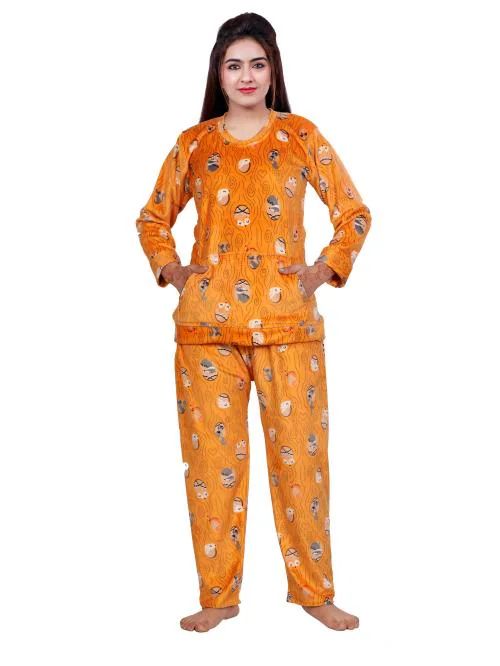 Buy NACNO Women'sGirl's Woolen/Winter Premium Velvet Top & Pajama Set