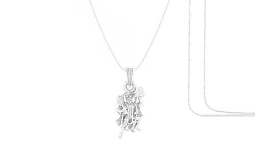 A Akshat Sapphire Pure Silver God Hanuman Pendant With Chain Suitable For Men and Women