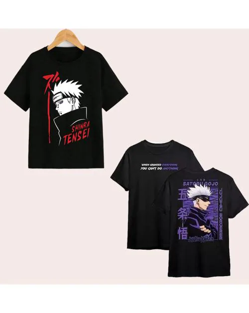 Gudpig Boys Anime Printed Tshirt (Pack of 2)
