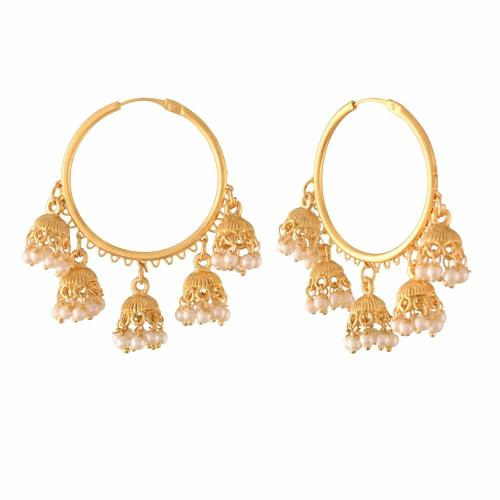 I Jewels Metal Gold Plated and Pearl Jhumki Earrings for Women (Gold) E2848