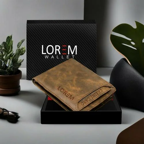LOREM Brown Removable Card Holder Bi-Fold Faux Leather 8 ATM Card Slots Wallet For Men WL04
