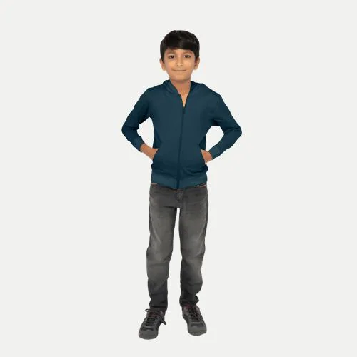 Rad Prix Boys Solid Teal Zipper Hoodies