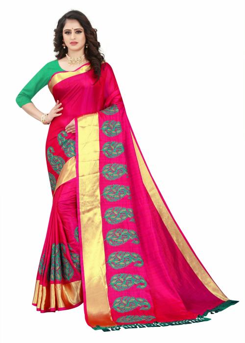 VBHP FASHION BAHUBALI Silk Saree Embroidery work for Women's with Blouse Piece-Rani