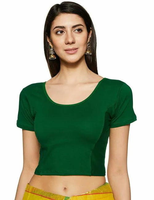 Fressia Fabrics Women's Readymade Cotton Lycra Saree Blouse